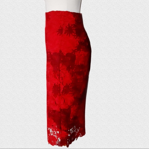 🔥80%OFF🔥SIZE 8 NWT DAVID LAWRENCE Red Zhana Lace Midi Skirt - Picture 5 of 9